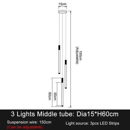 Luxury Long Led Strip Chandelier for Staircase Living Foyer - 3 lights(50cm) / Gold NON