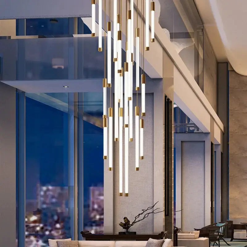 Luxury Long Led Strip Chandelier for Staircase Living Foyer