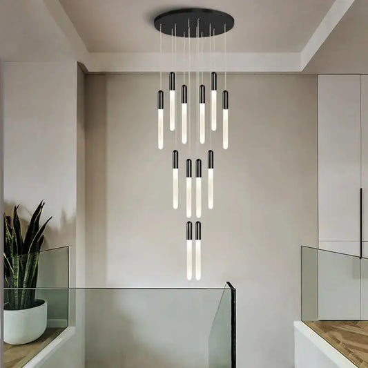 Luxury Long LED Strips Chandelier for Staircase Lobby - Home & Garden > Lighting Fixtures