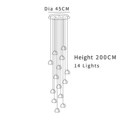Luxury Modern Crystal LED Chandelier for Staircase Lobby - 14 lights / NON dimm Warm