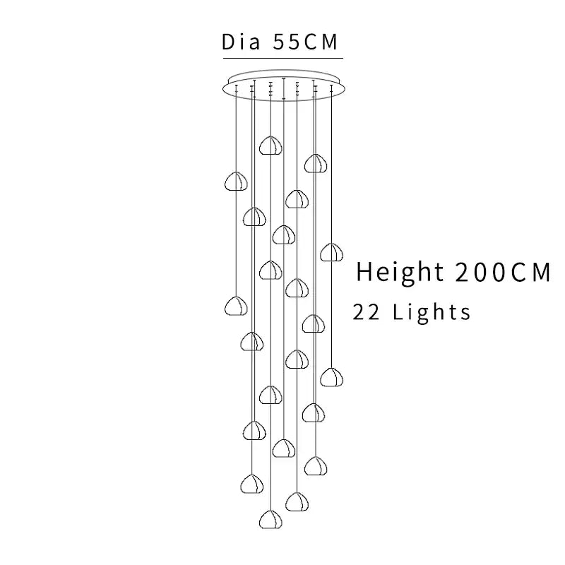 Luxury Modern Crystal LED Chandelier for Staircase Lobby - 22 lights / NON dimm Warm