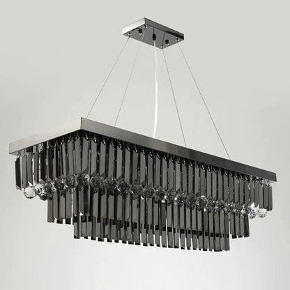 Luxury Rectangle Smoke Gray Crystal Chandelier for Dining Living