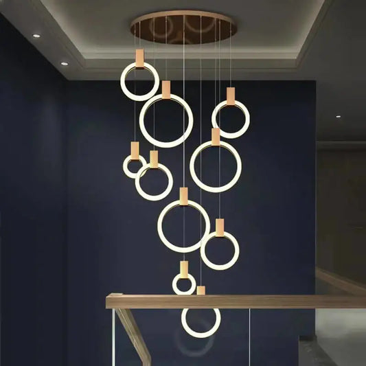 Luxury Round Hanging Acrylic Chandelier for Staircase Living