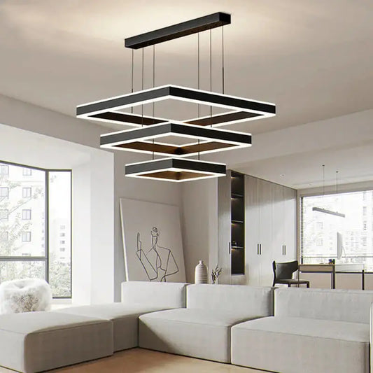 Luxury Square Hanging Chandelier for Living Dining Bedroom