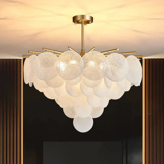 Luxury White Glass Chandelier For Living Dining Bedroom