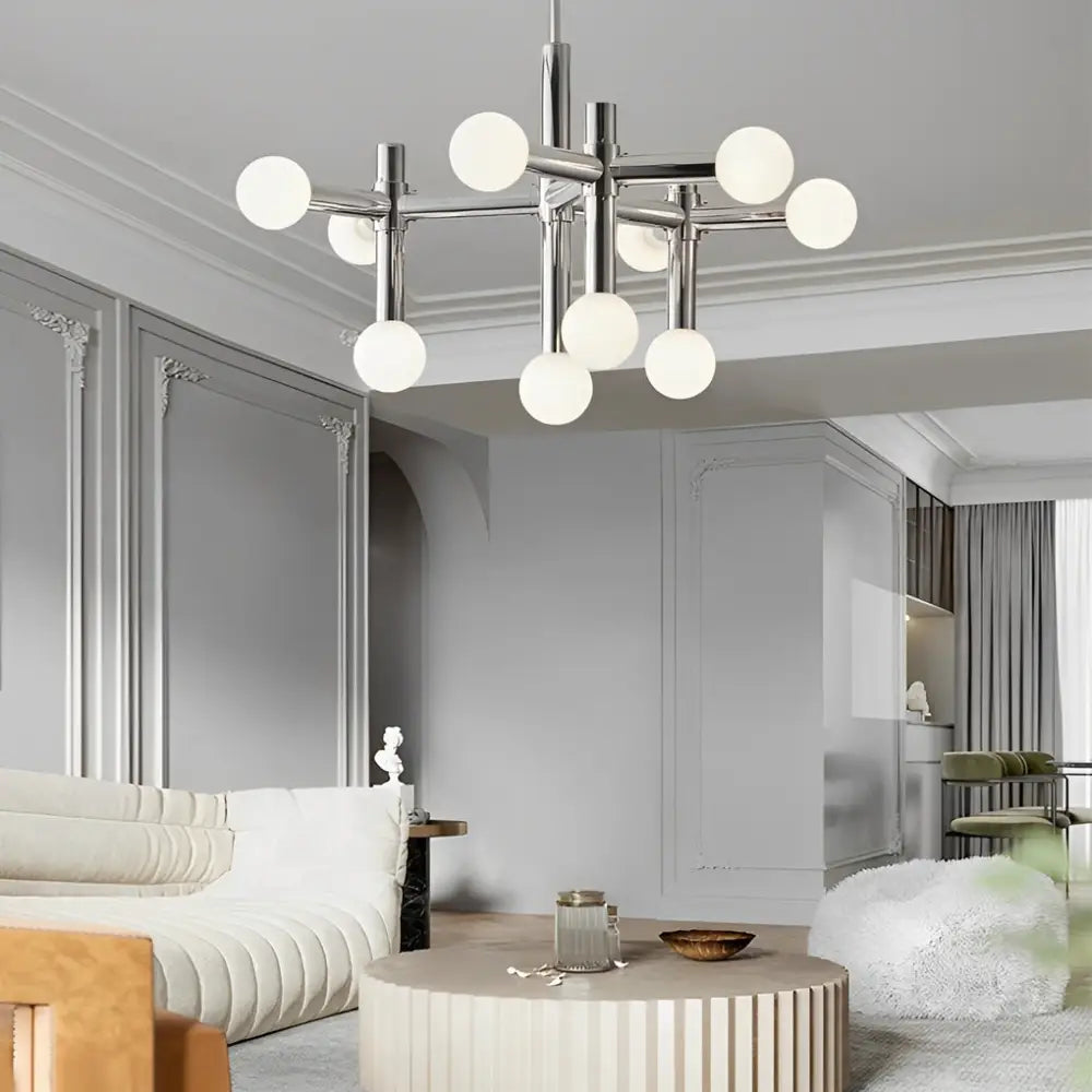 Modern Chrome Glass Ball Creative Sputnik Chandelier - White Lighting > Ceiling lights