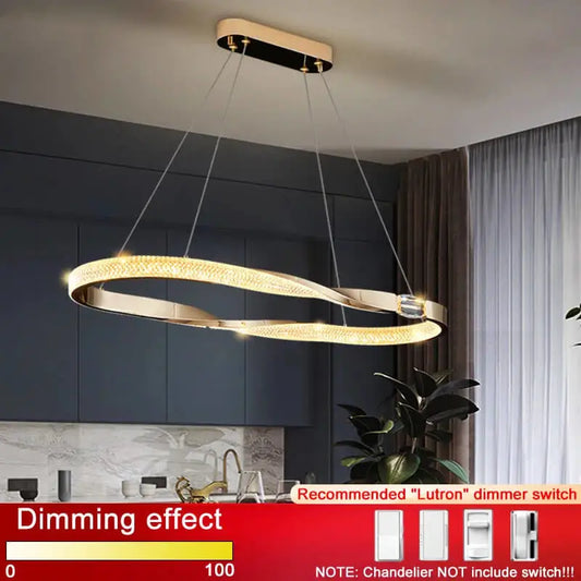 Modern Creative Ring Crystal Chandelier for Dining Kitchen