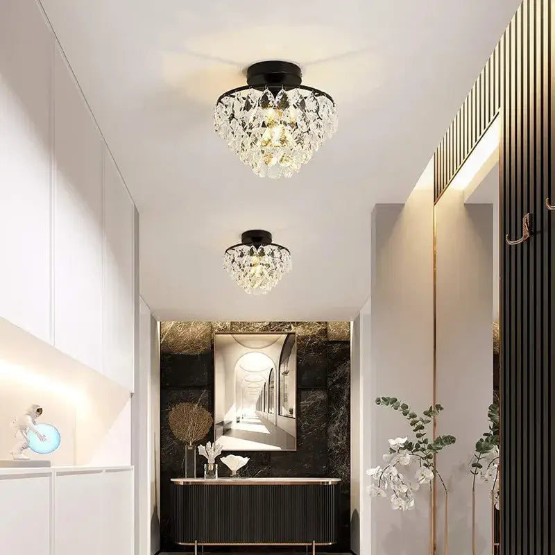 Modern Crystal Semi‑Flush Mount Ceiling Light Gold - Chandelier