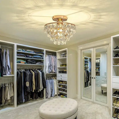 Modern Crystal Semi‑Flush Mount Ceiling Light Gold - Chandelier
