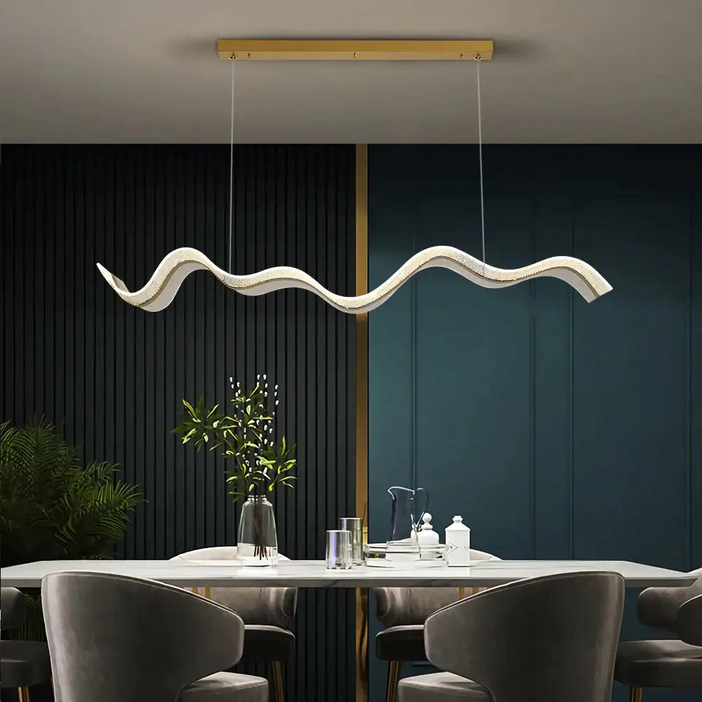 Modern Hanging Wave LED Chandelier for Dining Kitchen Bar