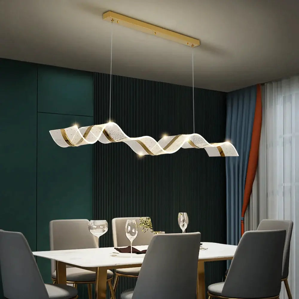 Modern Hanging Wave LED Chandelier for Dining Kitchen Bar