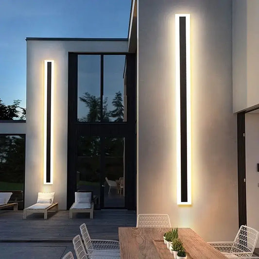 Modern Led Waterproof Outdoor Long Black Wall Sconce Light - 30 x 9 4cm 9W / Warm White