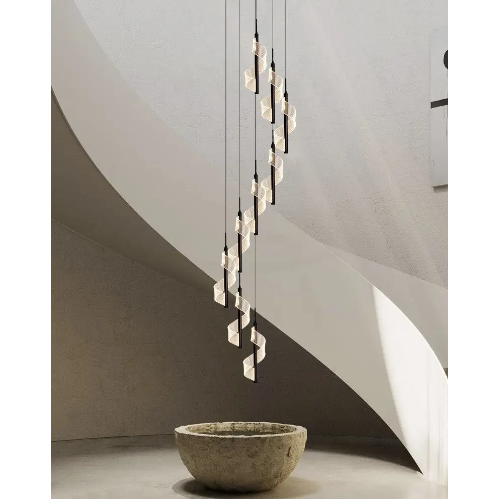 Modern Long Spiral Chandelier for Staircase Lobby Living - Home & Garden > Lighting