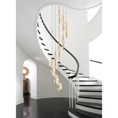 Modern Long Spiral Chandelier for Staircase Lobby Living - Home & Garden > Lighting