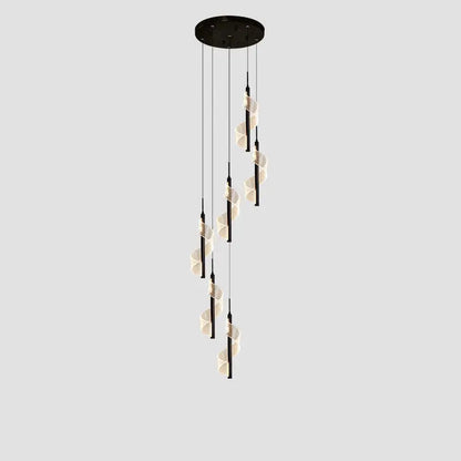 Modern Long Spiral Chandelier for Staircase Lobby Living - Black / 6 Lights Home & Garden