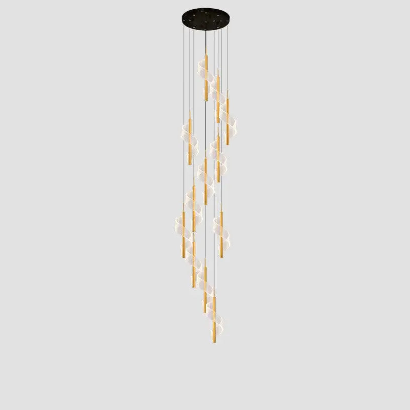 Modern Long Spiral Chandelier for Staircase Lobby Living - Gold / 12 Lights Home & Garden