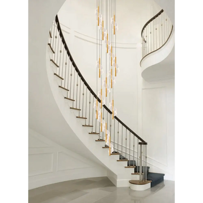 Modern Long Spiral Chandelier for Staircase Lobby Living - Gold / 15 Lights Home & Garden