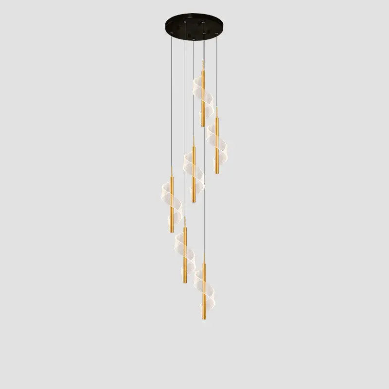 Modern Long Spiral Chandelier for Staircase Lobby Living - Gold / 6 Lights Home & Garden