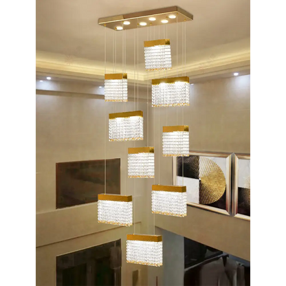 Modern Luxury Crystal LED Ceiling Chandelier for Staircase Foyer - Home & Garden >