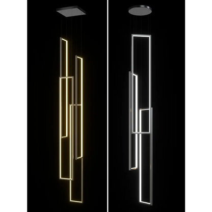 Modern Rectangle LED Chandelier for Staircase Lobby Living - Home & Garden > Lighting