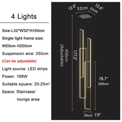 Modern Rectangle LED Chandelier for Staircase Lobby Living - Home & Garden > Lighting