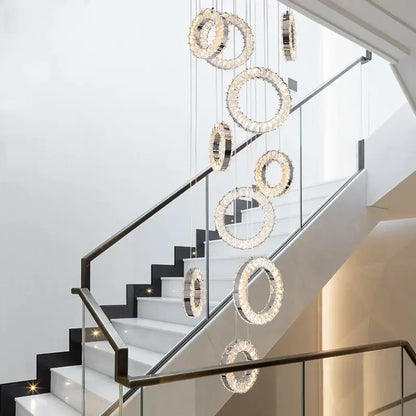 Modern Ring LED Crystal Chandelier for Staircase Lobby - Home & Garden > Lighting