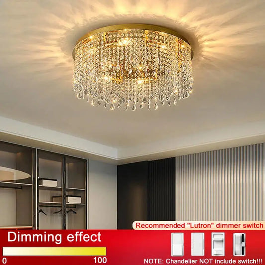Modern Round Ceiling Crystal Chandelier for Living Bedroom