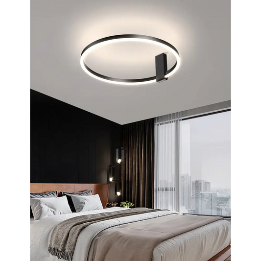 Nordic Aluminum LED Ceiling Lamp for Living Bedroom - Dia15.7’ / Dia40.0cm Black Cool