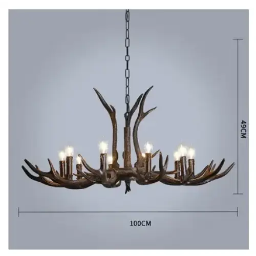 Nordic Romantic Deer LED Horn Chandelier for Living Restaurant - 10 Lights / Brushed gold