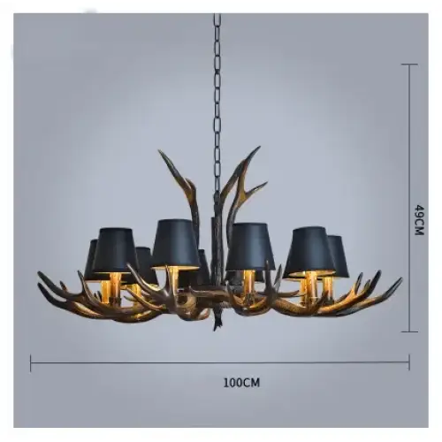 Nordic Romantic Deer LED Horn Chandelier for Living Restaurant - 10 Lights - lampshade