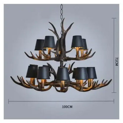 Nordic Romantic Deer LED Horn Chandelier for Living Restaurant - 15 Lights - lampshade
