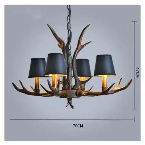 Nordic Romantic Deer LED Horn Chandelier for Living Restaurant - 4 Lights - lampshade