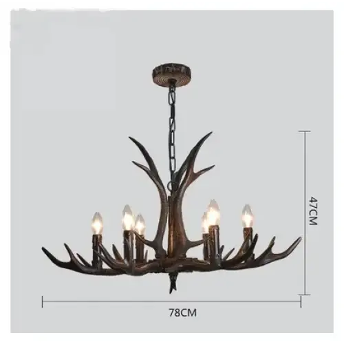 Nordic Romantic Deer LED Horn Chandelier for Living Restaurant - 6 Lights / Brushed gold