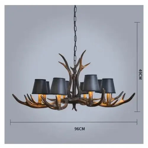 Nordic Romantic Deer LED Horn Chandelier for Living Restaurant - 8 Lights - lampshade