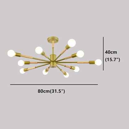 Nordic Rustic Flush Mount Sputnik Chandelier - Lighting > Ceiling lights Chandeliers