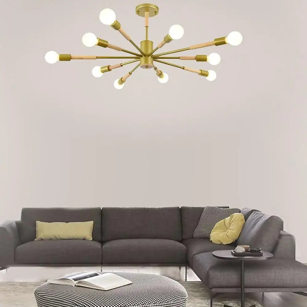 Nordic Rustic Flush Mount Sputnik Chandelier - Lighting > Ceiling lights Chandeliers