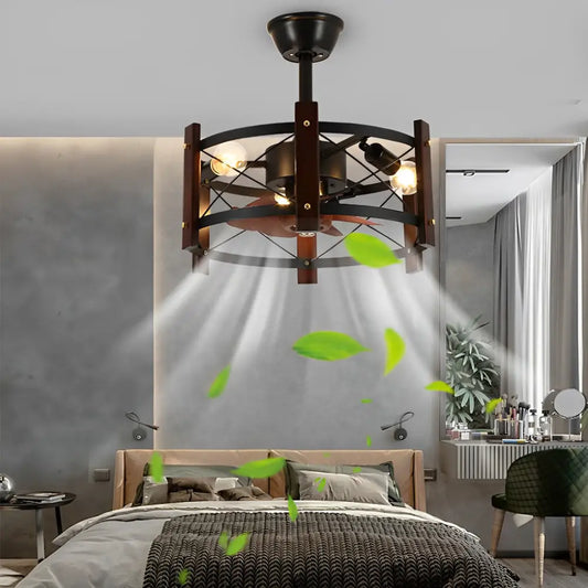 Retro American Style Bladeless Ceiling Fan with Chandelier - Lighting > lights Fans