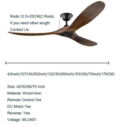 Retro Large Industrial Ceiling Fan for Living Dining Bedroom - Fans