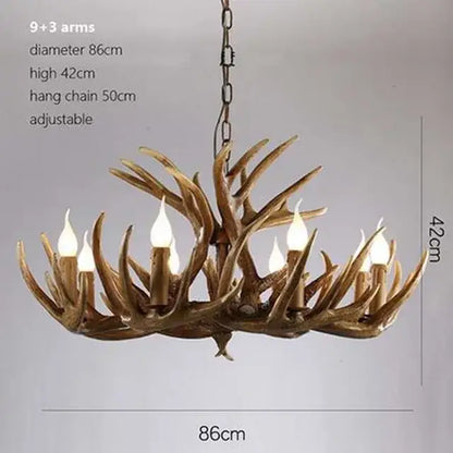 Retro Resin Antler Chandelier for Living Restaurant Bar - Brown 9X3 arms - Home & Garden