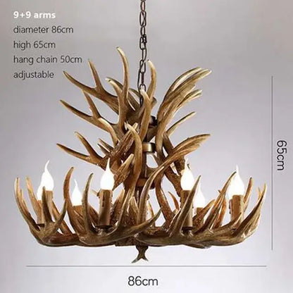 Retro Resin Antler Chandelier for Living Restaurant Bar - Brown 9X9 arms - Home & Garden