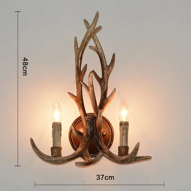 Retro Resin Antler Chandelier for Living Restaurant Bar - Brown wall lamp - Home & Garden