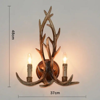 Retro Resin Antler Chandelier for Living Restaurant Bar - Brown wall lamp - Home & Garden