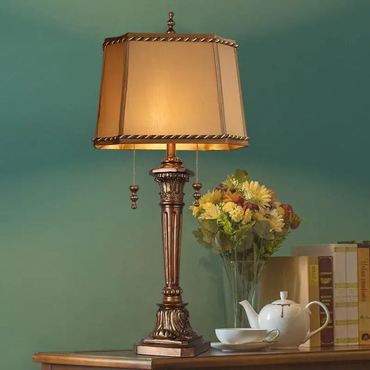 Rustic Brass Brown Resin Buffet Pull-Chain Table Lamp - Lighting > & Floor Lamps lamps