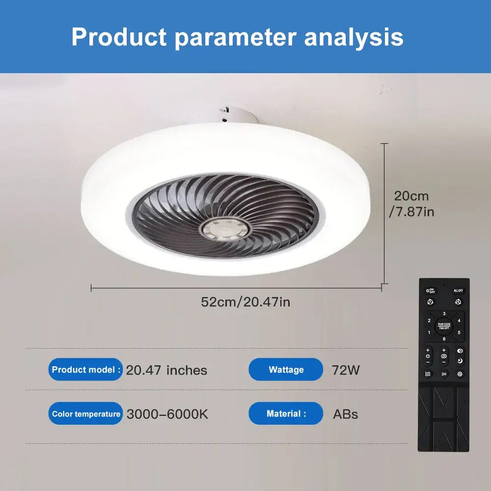 Smart Ceiling Fan with Light & Remote – 52cm Retractable coffee / 71 80W / 220 V Lighting