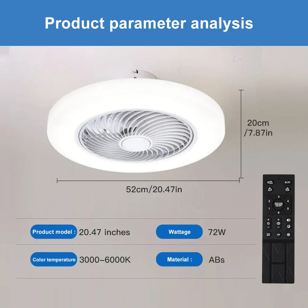 Smart Ceiling Fan with Light & Remote – 52cm Retractable white / 71 80W / 220 V Lighting