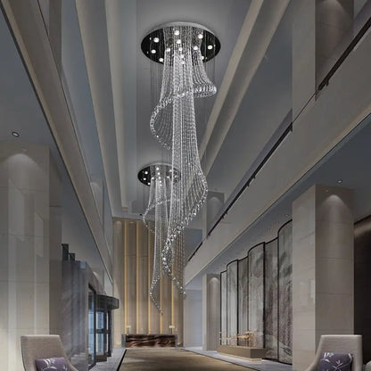 Spiral Crystal Staircase Ceiling Chandelier for Lobby Hall Stairwell - Home & Garden >