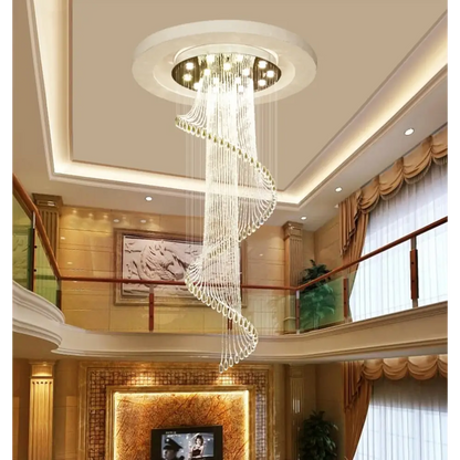 Spiral Crystal Staircase Ceiling Chandelier for Lobby Hall Stairwell - Home & Garden >