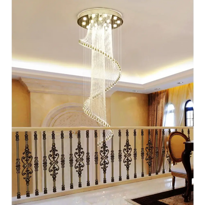 Spiral Crystal Staircase Ceiling Chandelier for Lobby Hall Stairwell - Home & Garden >