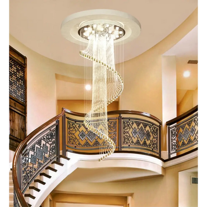 Spiral Crystal Staircase Ceiling Chandelier for Lobby Hall Stairwell - Home & Garden >