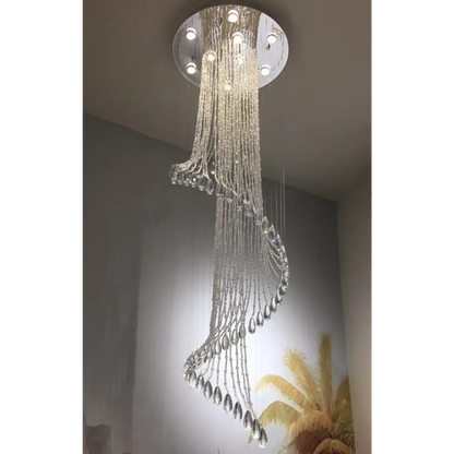 Spiral Crystal Staircase Ceiling Chandelier for Lobby Hall Stairwell - Home & Garden >